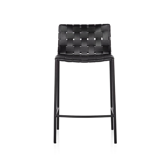Milano Low Back Woven Leather Barstool by Coco Republic