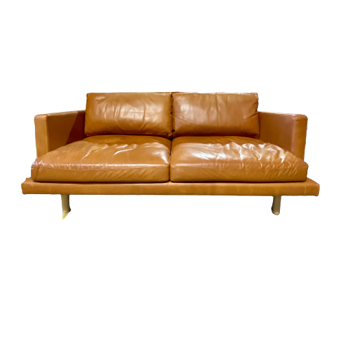 Domo leather sofa in brown, pre-owned designer furniture
