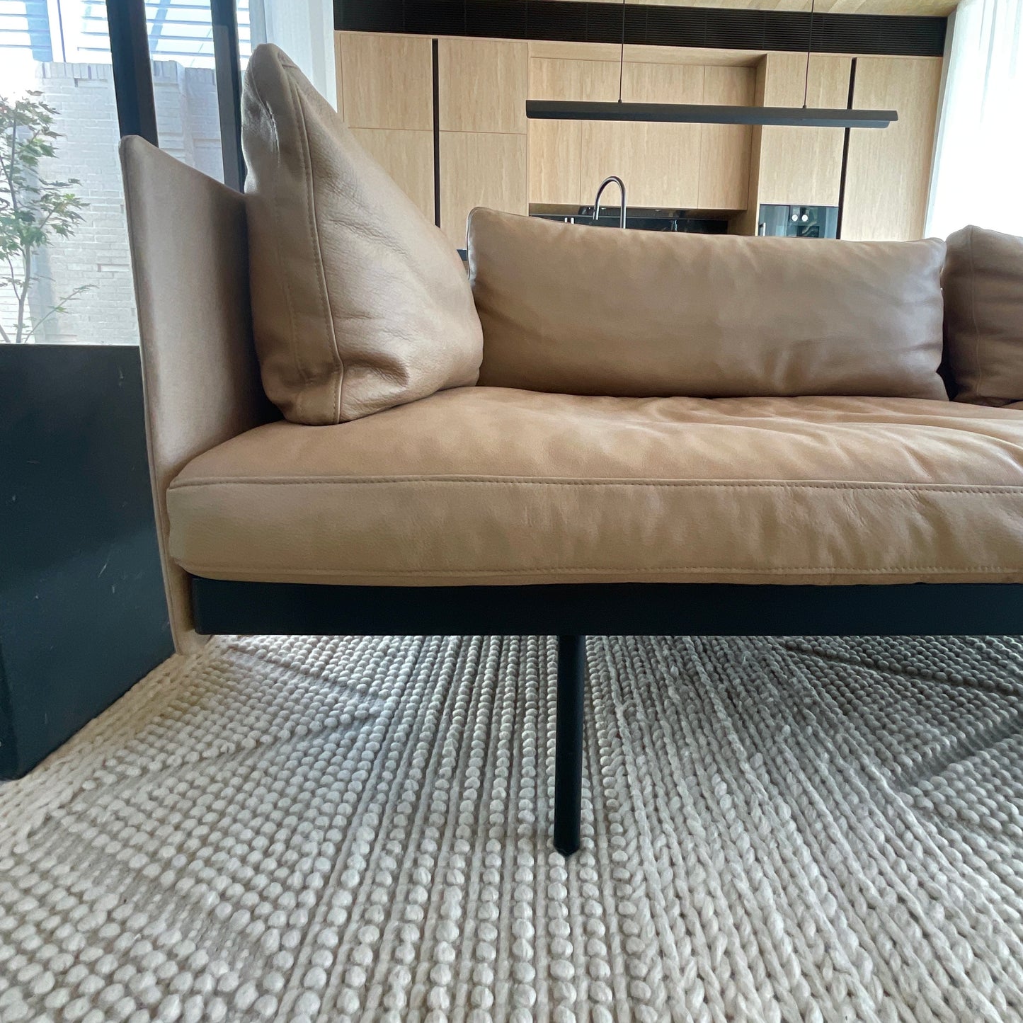 Natadora Bureau Sofa by Cameron Foggo in Desert-Montana leather, pre-owned designer furniture