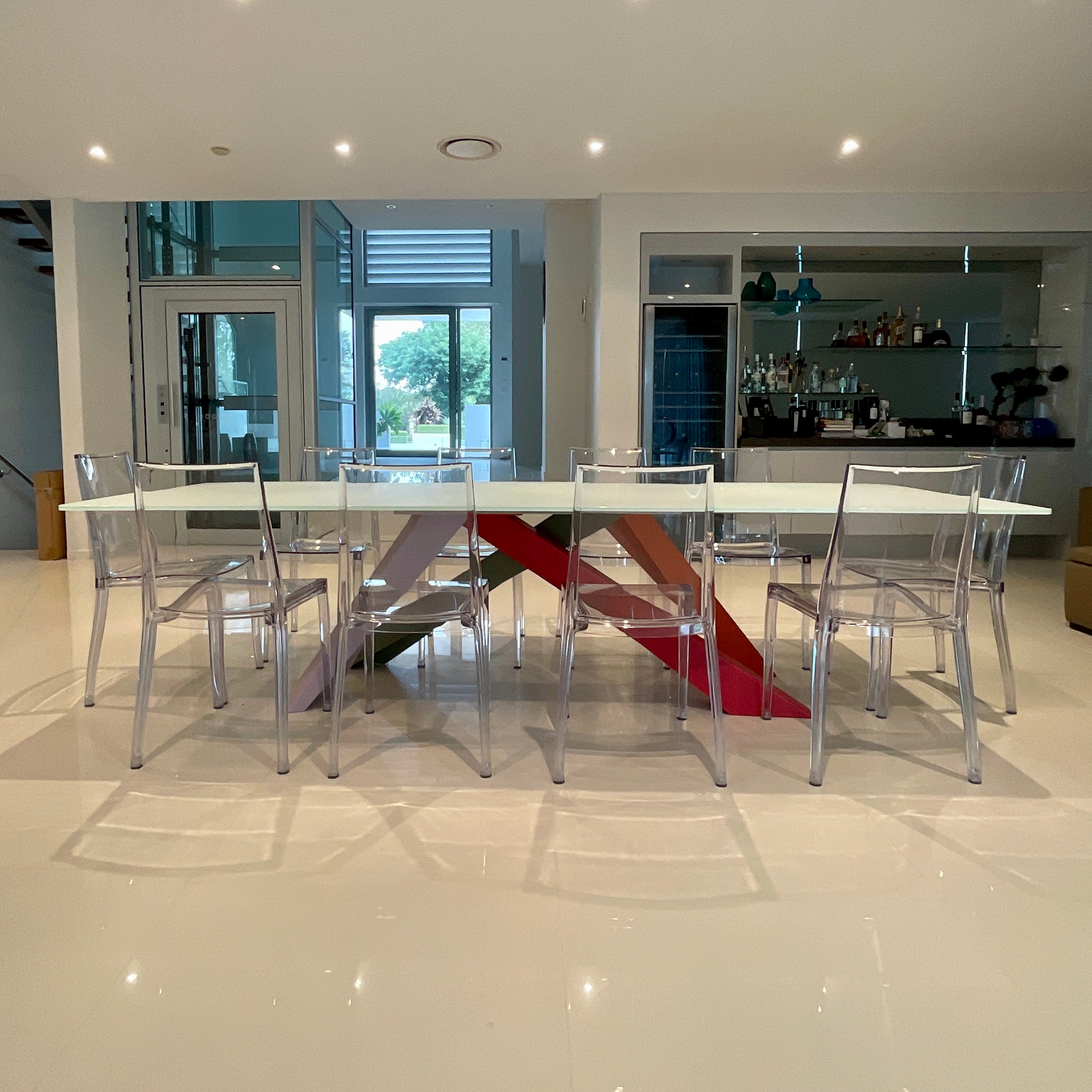 Bonaldo Big Table White Tempered Glass Dining Table | HFOC – Home