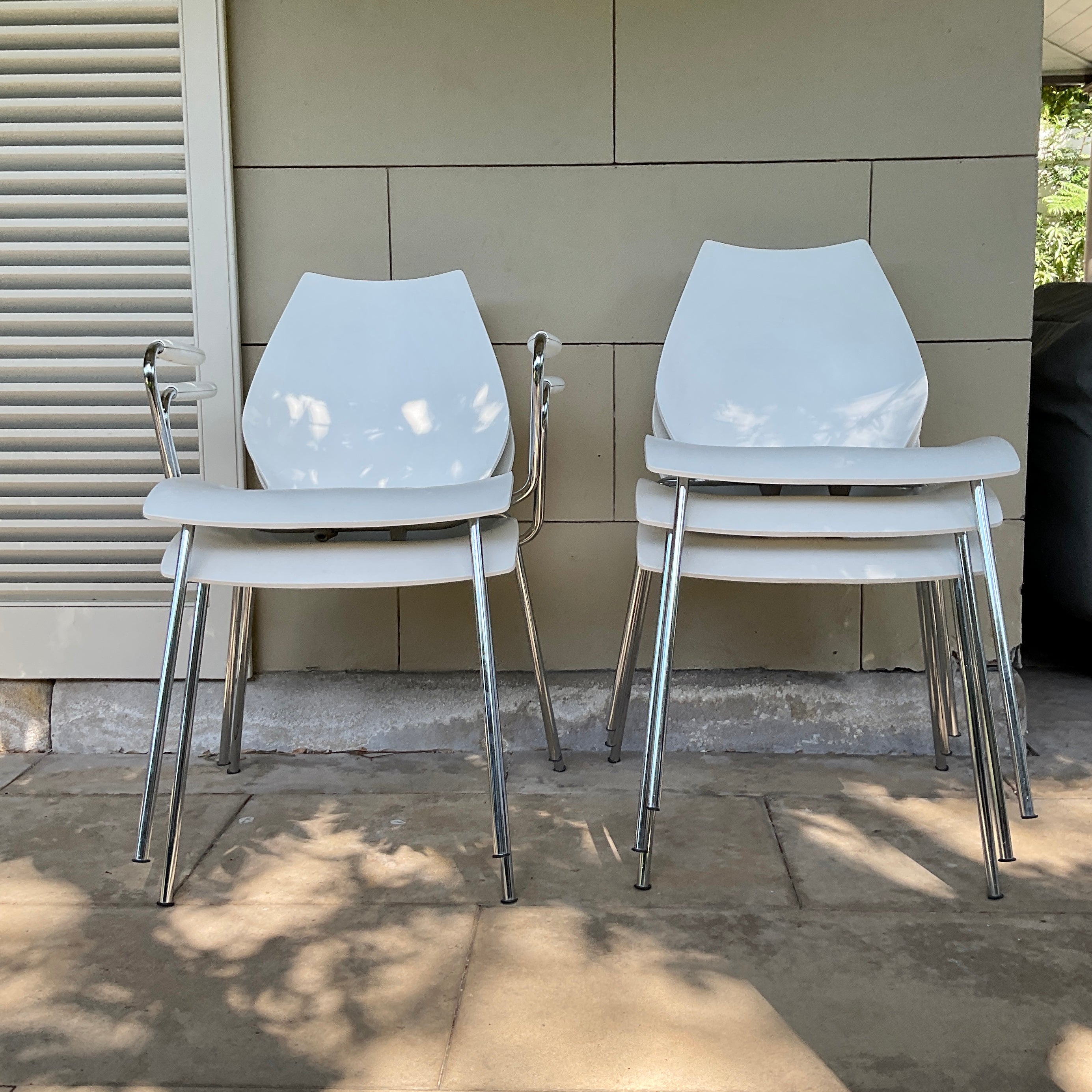 Kartell Maui Chairs Set of 8 in Zinc White by Magistretti | HFOC