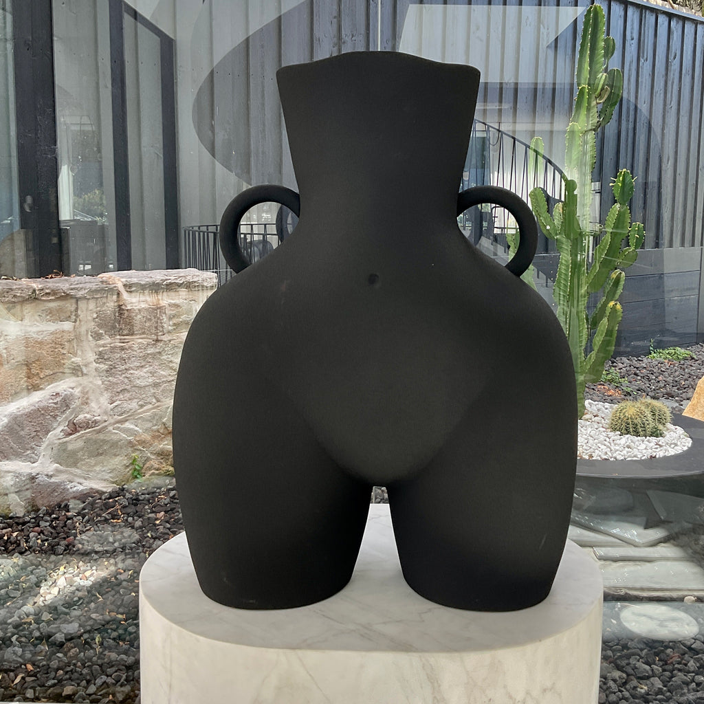 Mama Love Handles Ceramic Vase by Anissa Kermiche Black