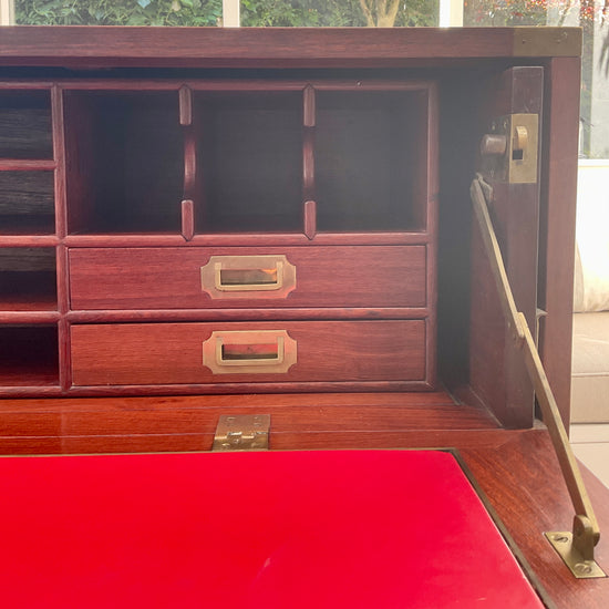 Load image into Gallery viewer, Vintage Military Campaign Chest and Secretariat Desk c1970
