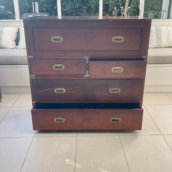 Load image into Gallery viewer, Vintage Military Campaign Chest and Secretariat Desk c1970
