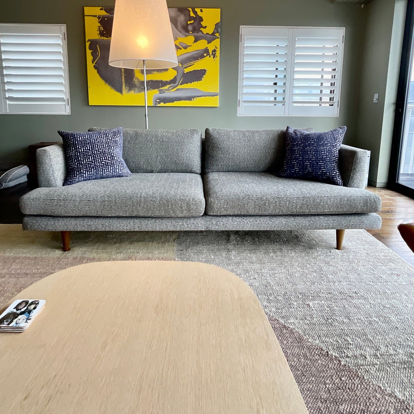 Arthur G Felix 3.5 seat sofa in Kvadrat Savanna fabric with elm legs, pre-owned designer furniture