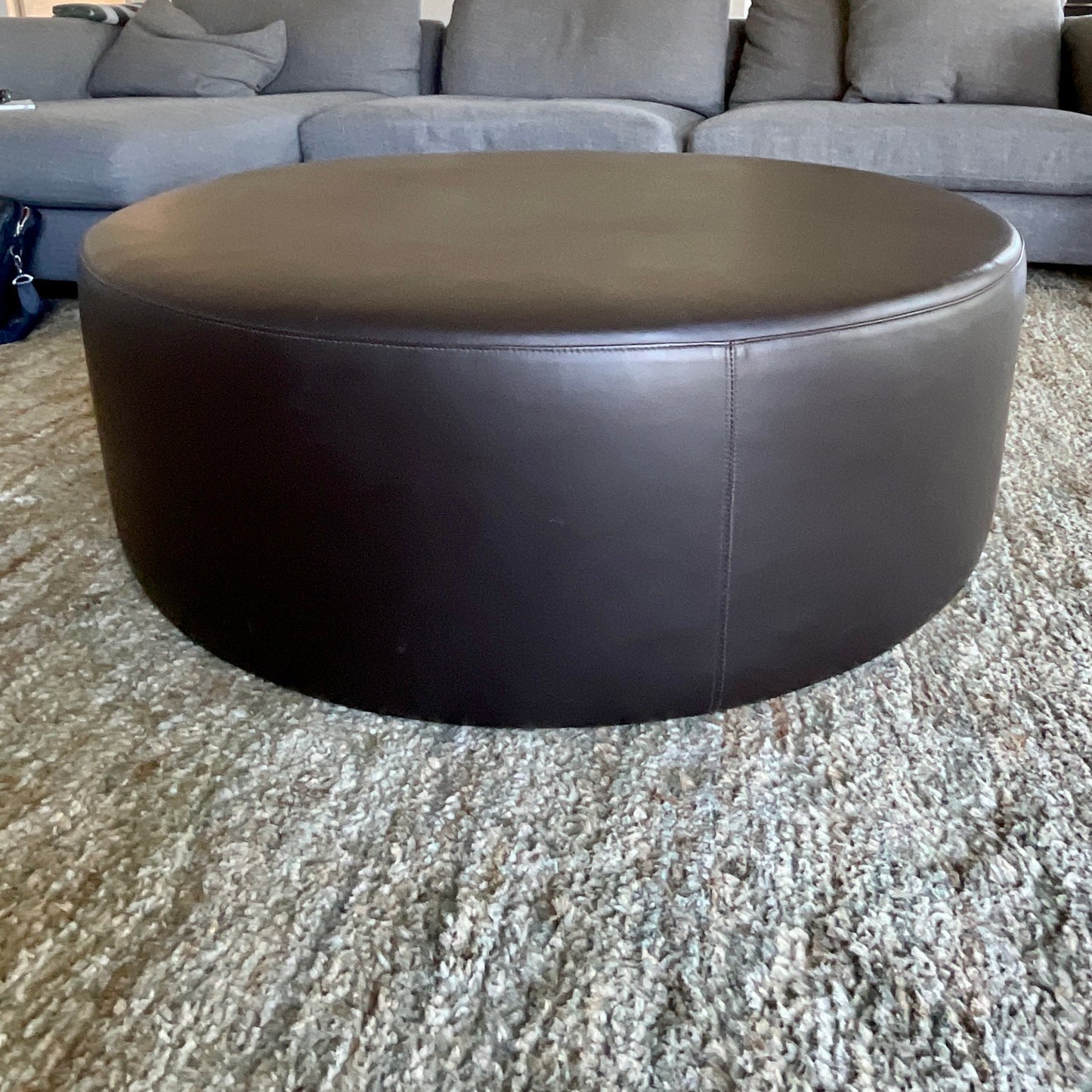 Custom Leather Ottoman by Atelier Upholstery