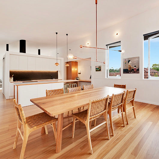 Pop & Scott Feathertop recycled Blackbutt timber dining table, pre-owned designer furniture