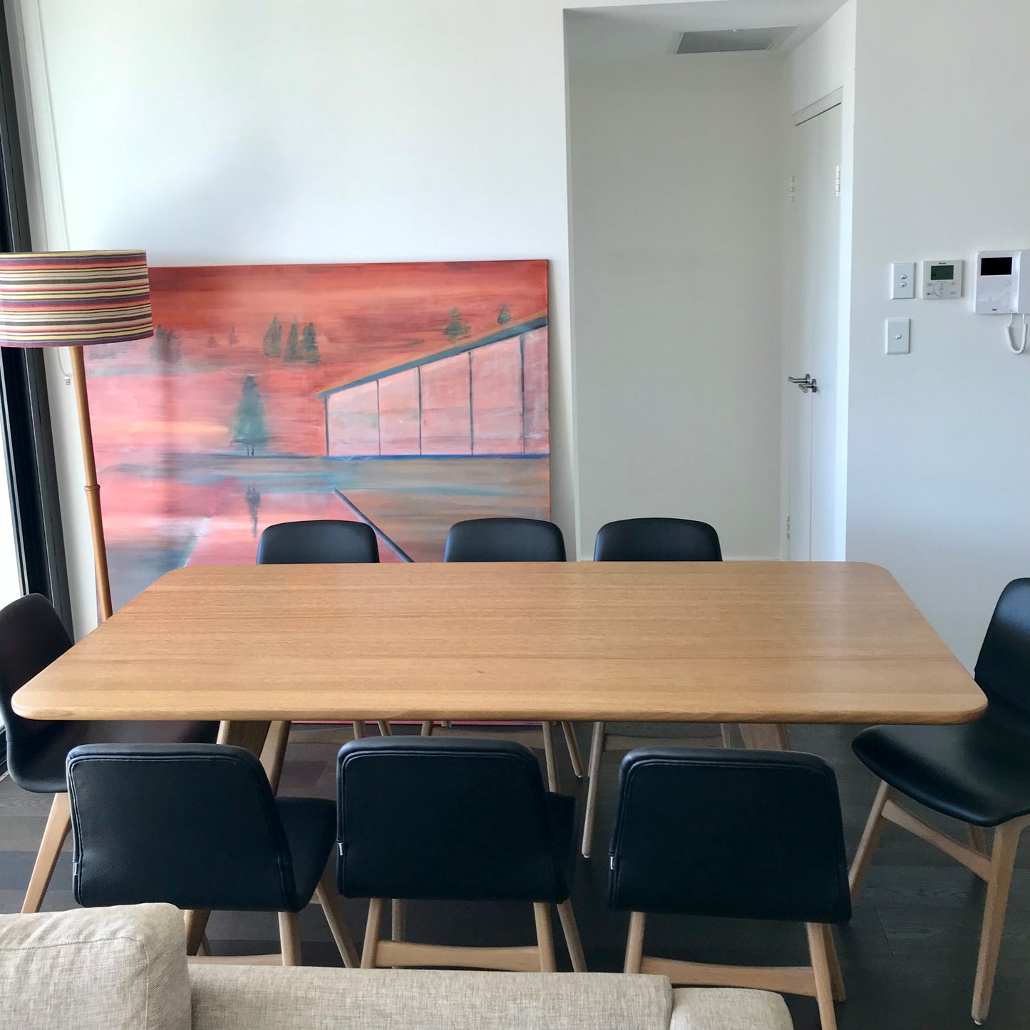 Coopers Store Jet bespoke American Oak dining table with satin finish, pre-owned designer furniture