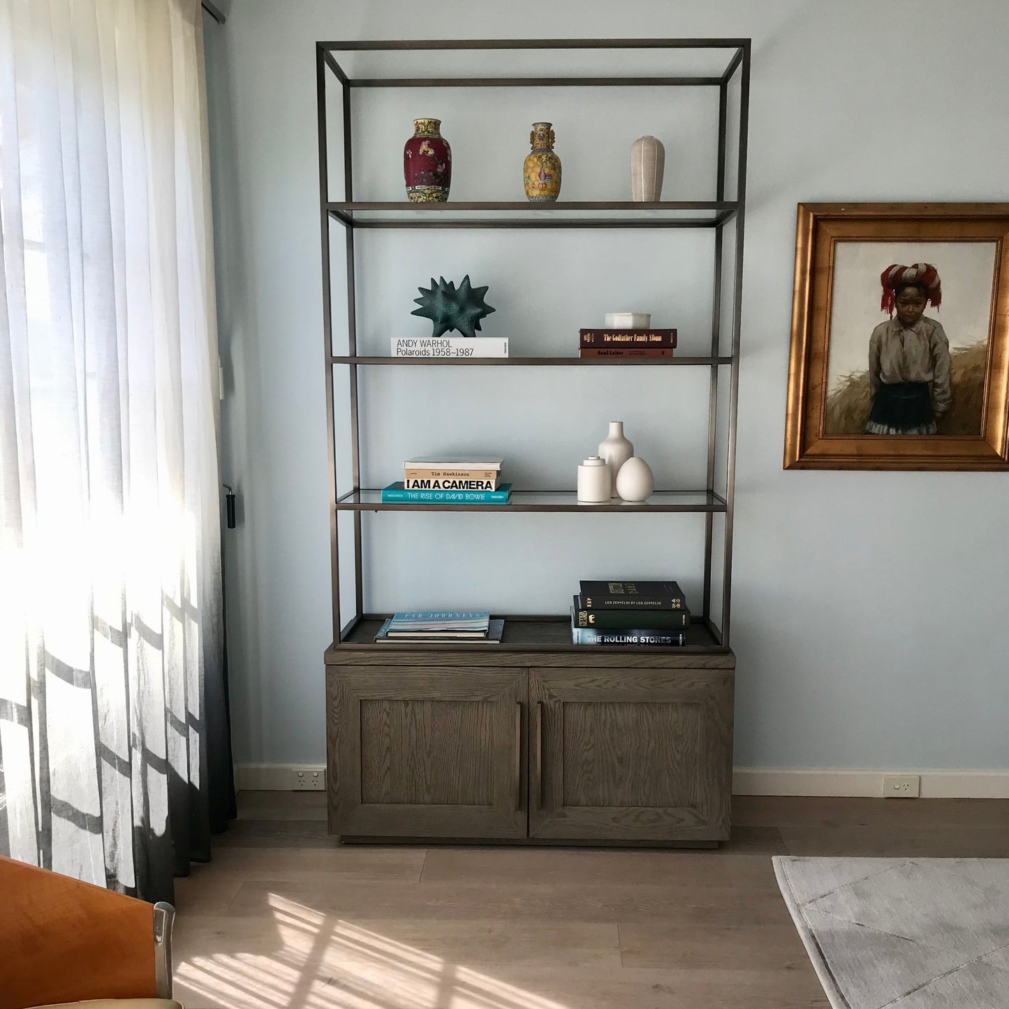 Restoration Hardware Machinto Hutch in American white oak, pre-owned designer furniture