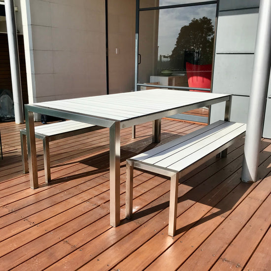 Soho Outdoor Dining Table & Benches through The Urban Balcony