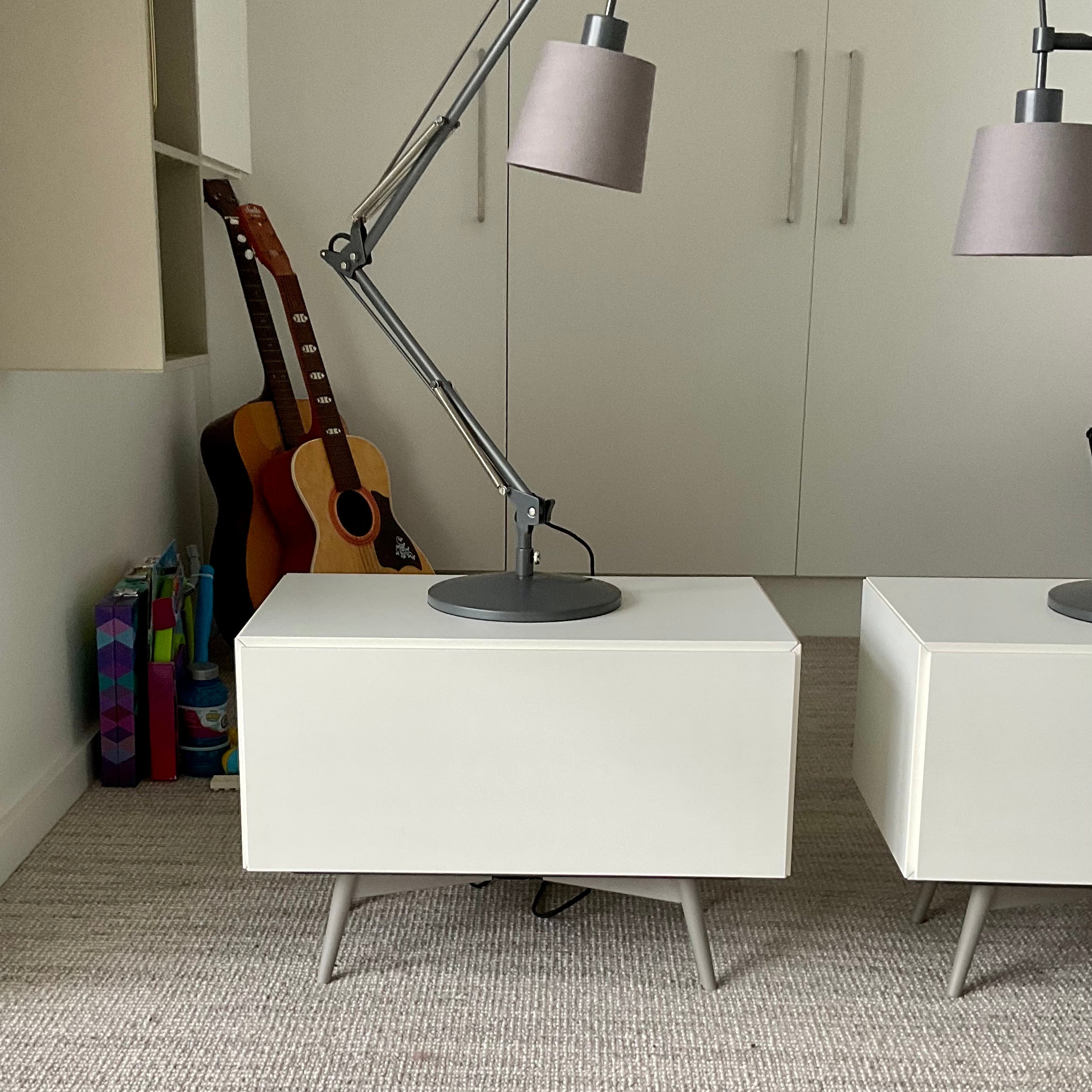 BoConcept Lugano Nightstands White Lacquer Pair | HFOC – Home