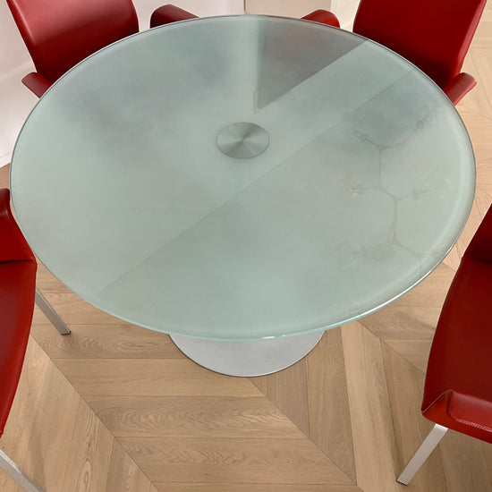 Round Glass Pedestal Table by COR