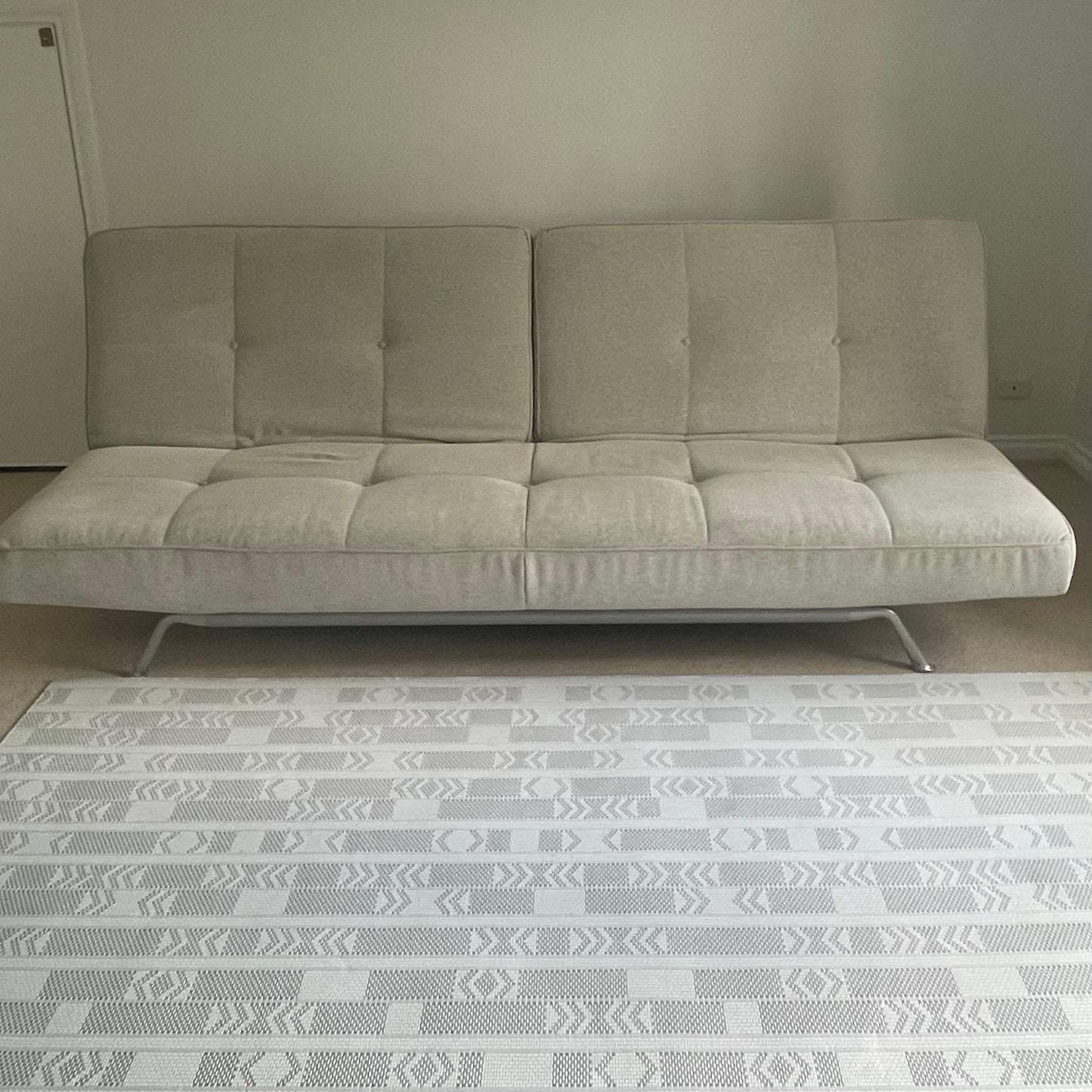 Ligne Roset Smala settee by Pascal Mourgue in grey fabric, pre-owned designer furniture