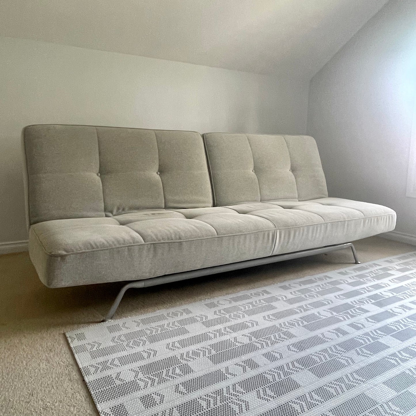 Ligne Roset Smala Settee by Pascal Mourgue in grey fabric, pre-owned designer furniture