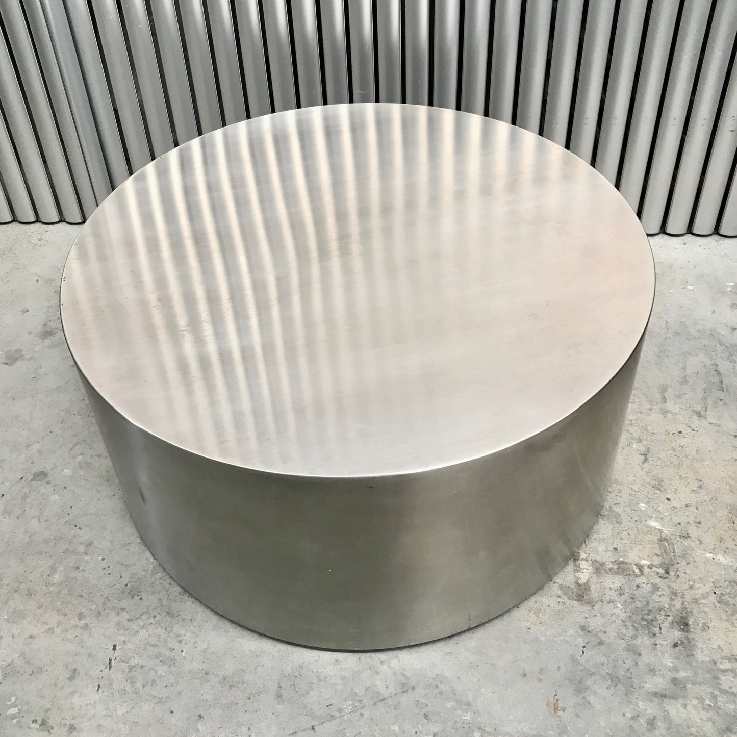 Load image into Gallery viewer, Brushed Stainless Steel Drum Table
