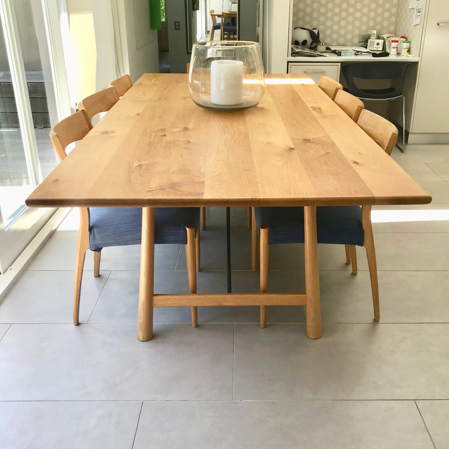 Jardan Japhy Dining Table in American Oak with iron struts, pre-owned designer furniture