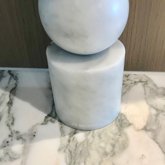 Load image into Gallery viewer, Fulcrum Candlestick Large White Marble by Lee Broom
