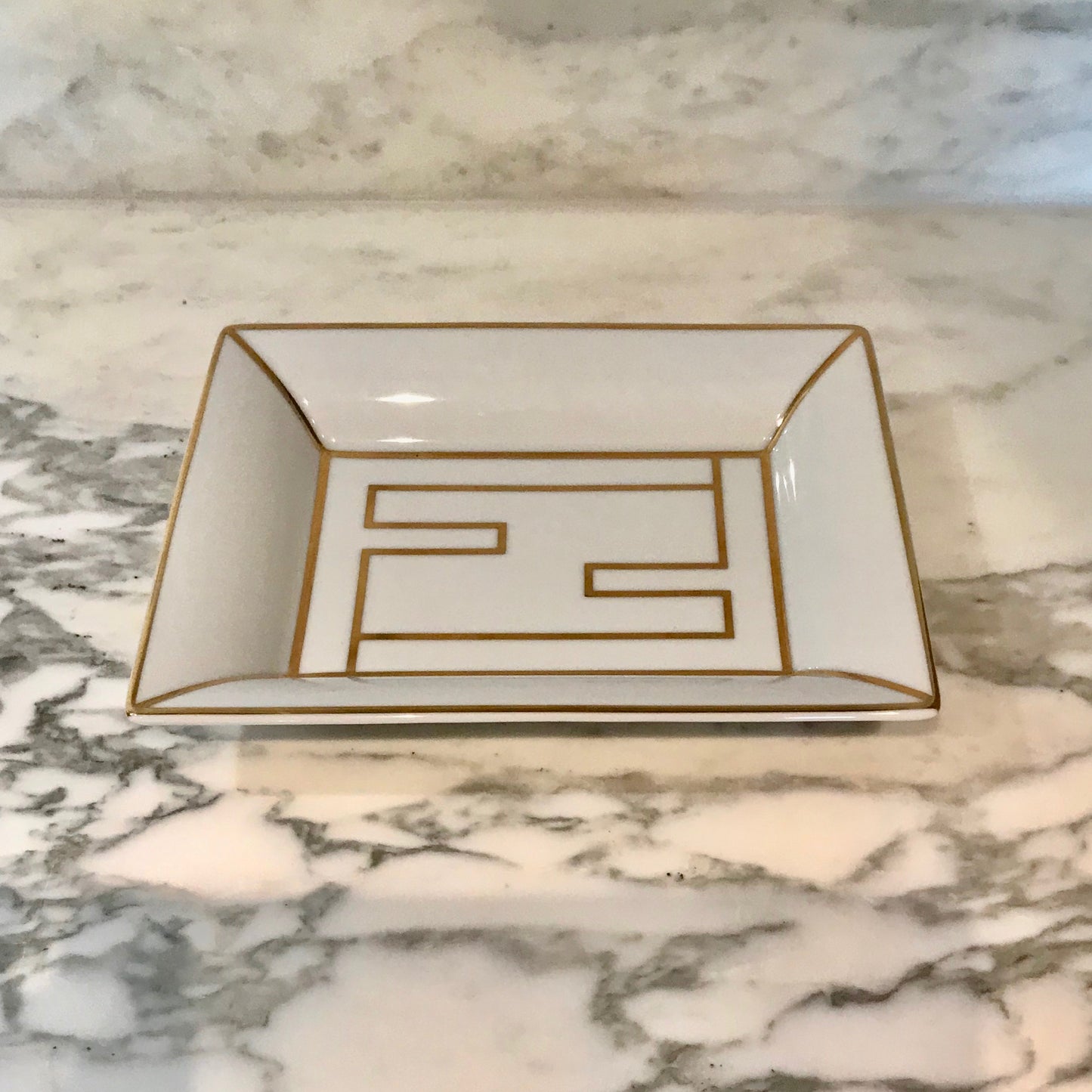 Porcelain FF Logo Key Tray by Fendi Casa