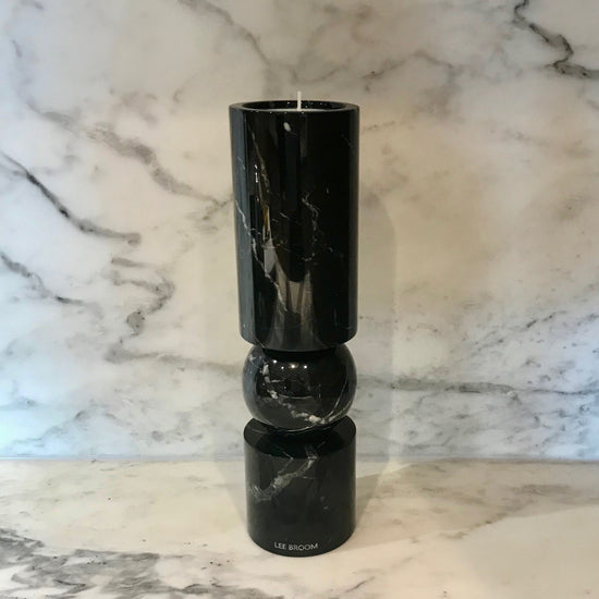 Fulcrum Candlestick Small Black Marble by Lee Broom