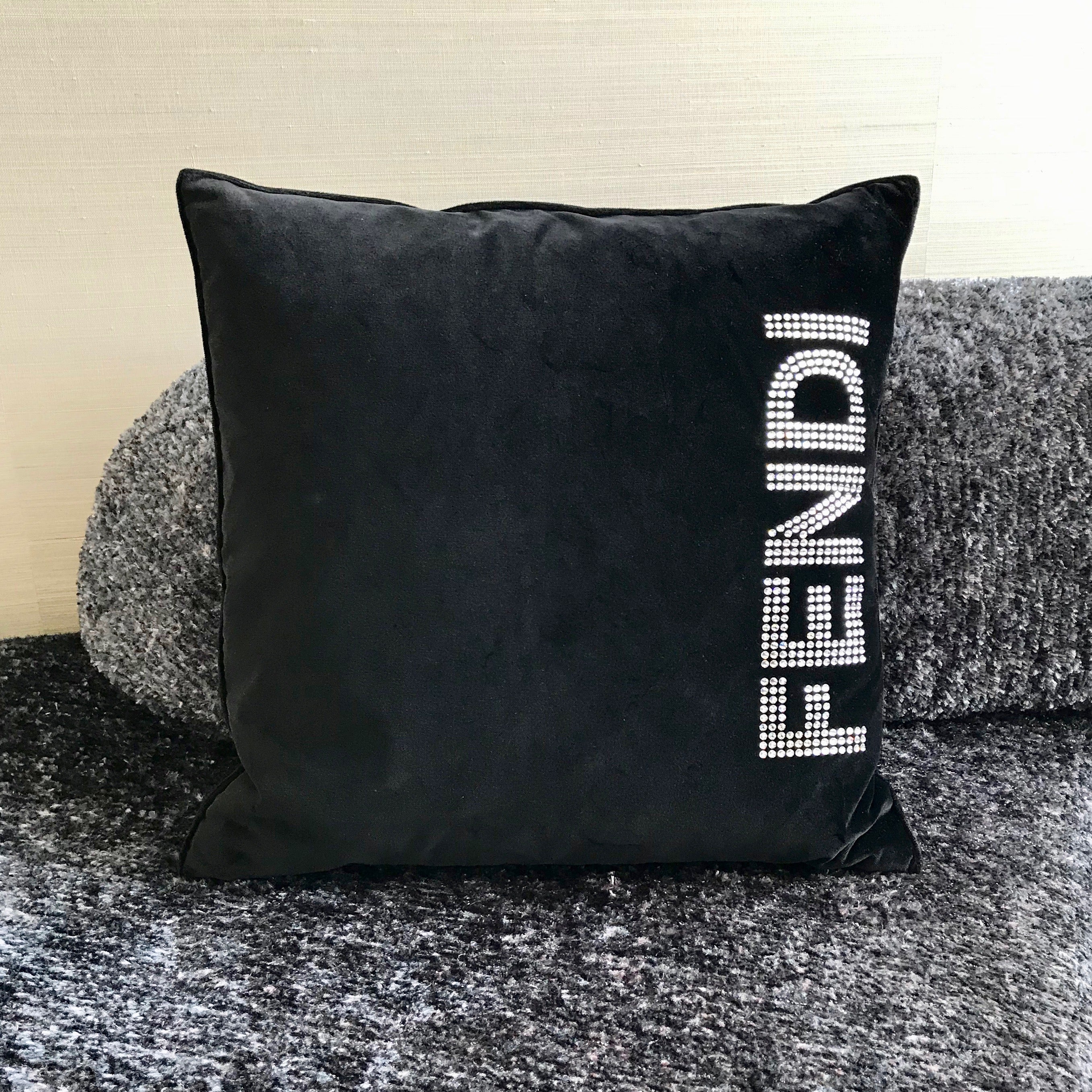 Fendi Casa Velvet Swarovski Logo Throw Pillow | HFOC – Home