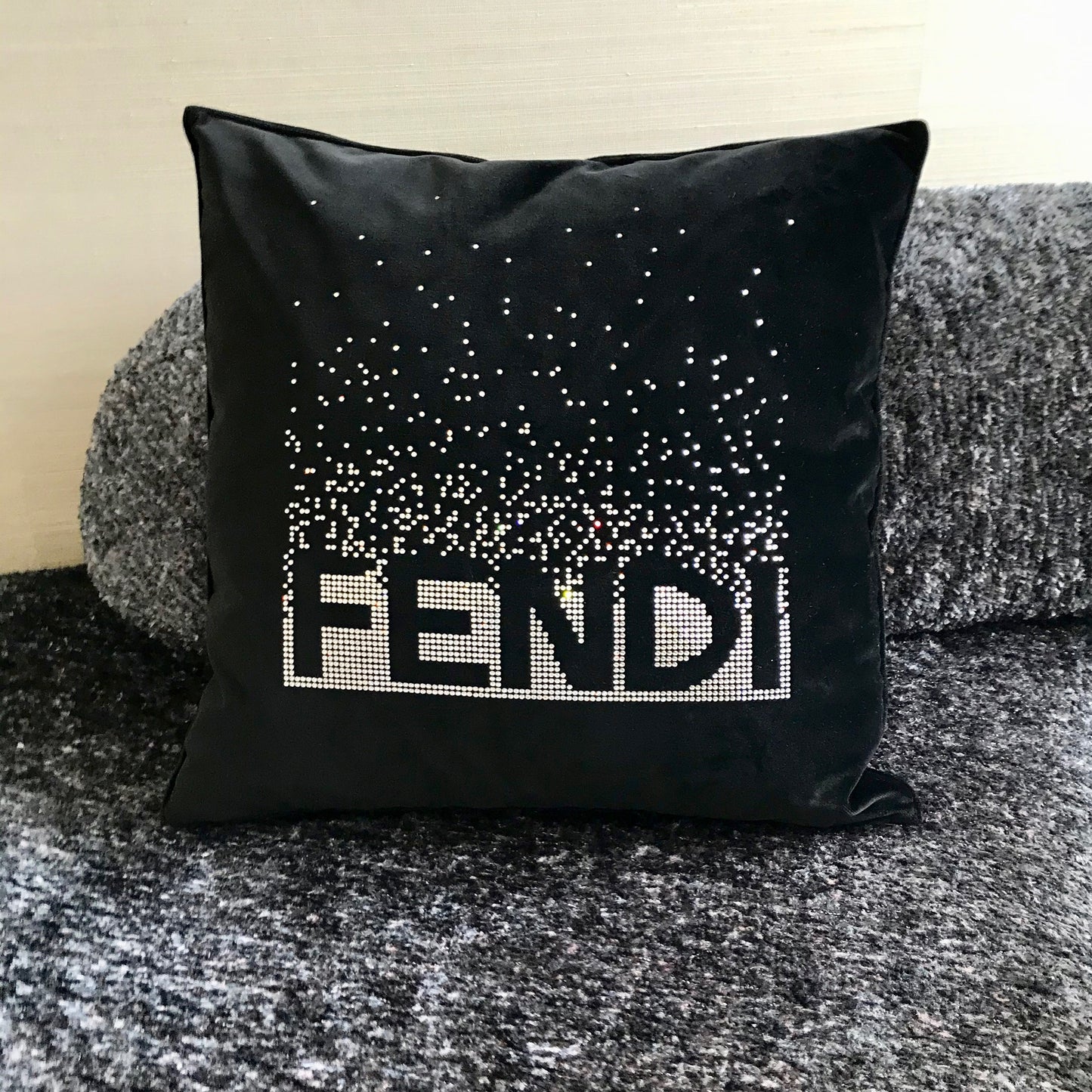 Velvet Swarovski Fendi Rain Throw Pillow by Fendi Casa (2 available)