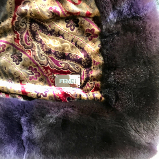 Orylag Purple Throw with Rabbit Fur Trim by Fendi Casa