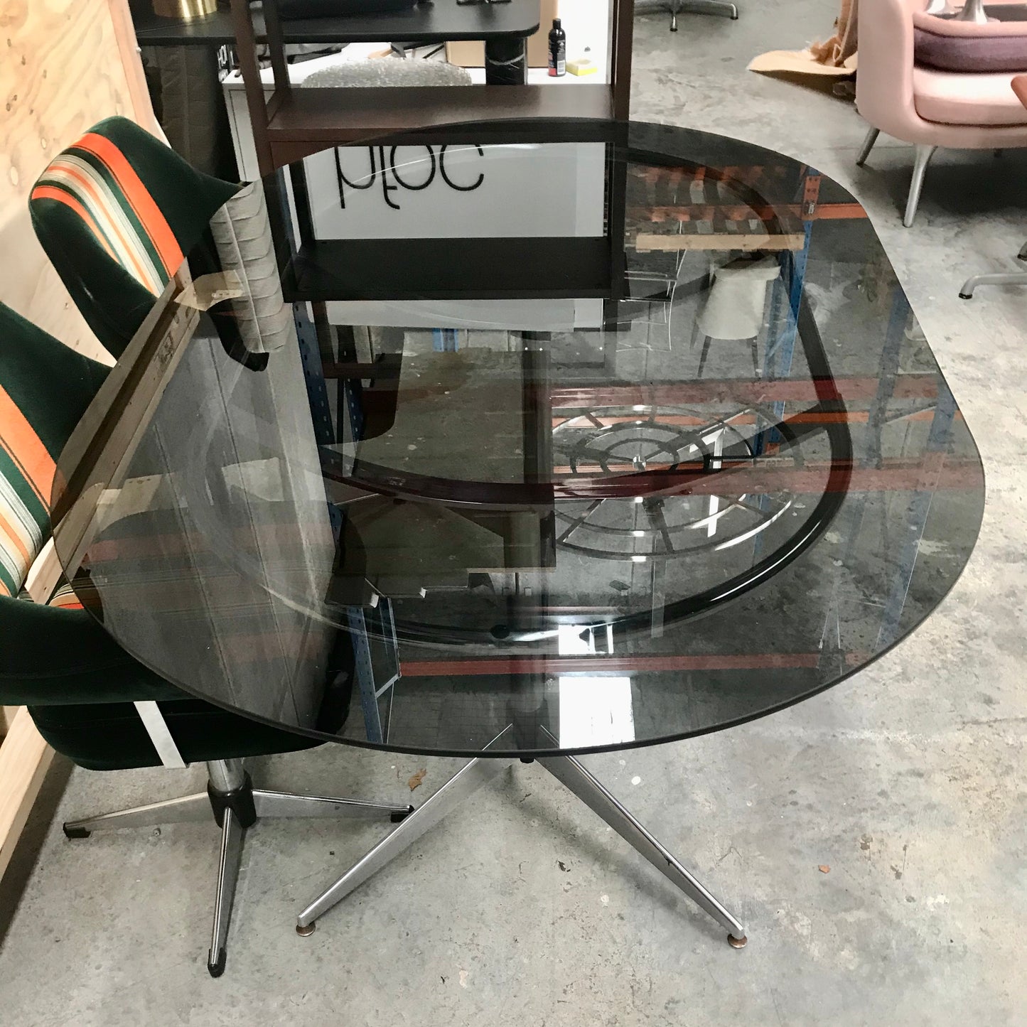 Vintage 60's Smoked Glass Dining Table by Ultra