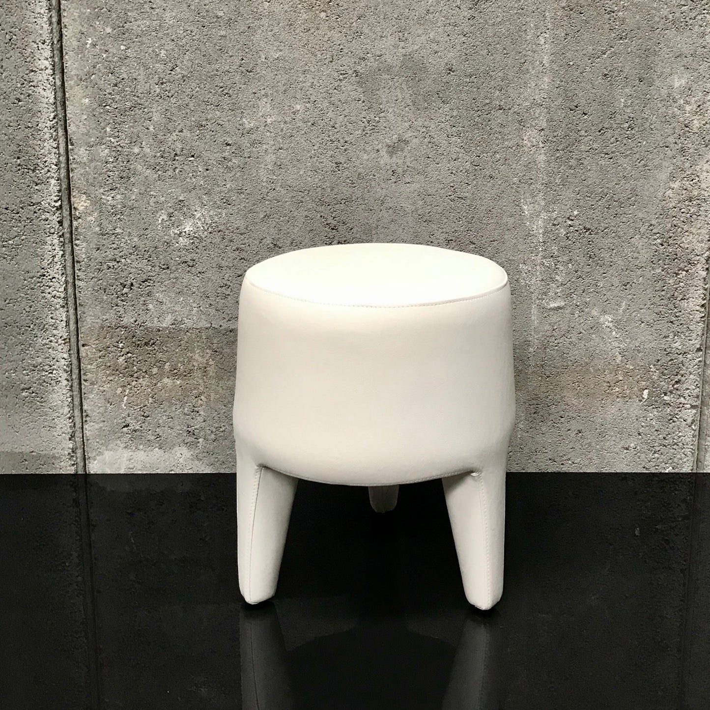 Load image into Gallery viewer, White Leather Tri Leg Stool
