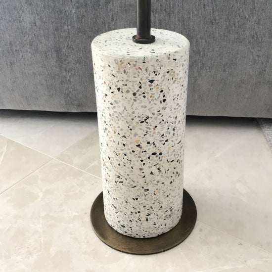 Side Table with Terrazzo Base & Glass Top by Coco Republic