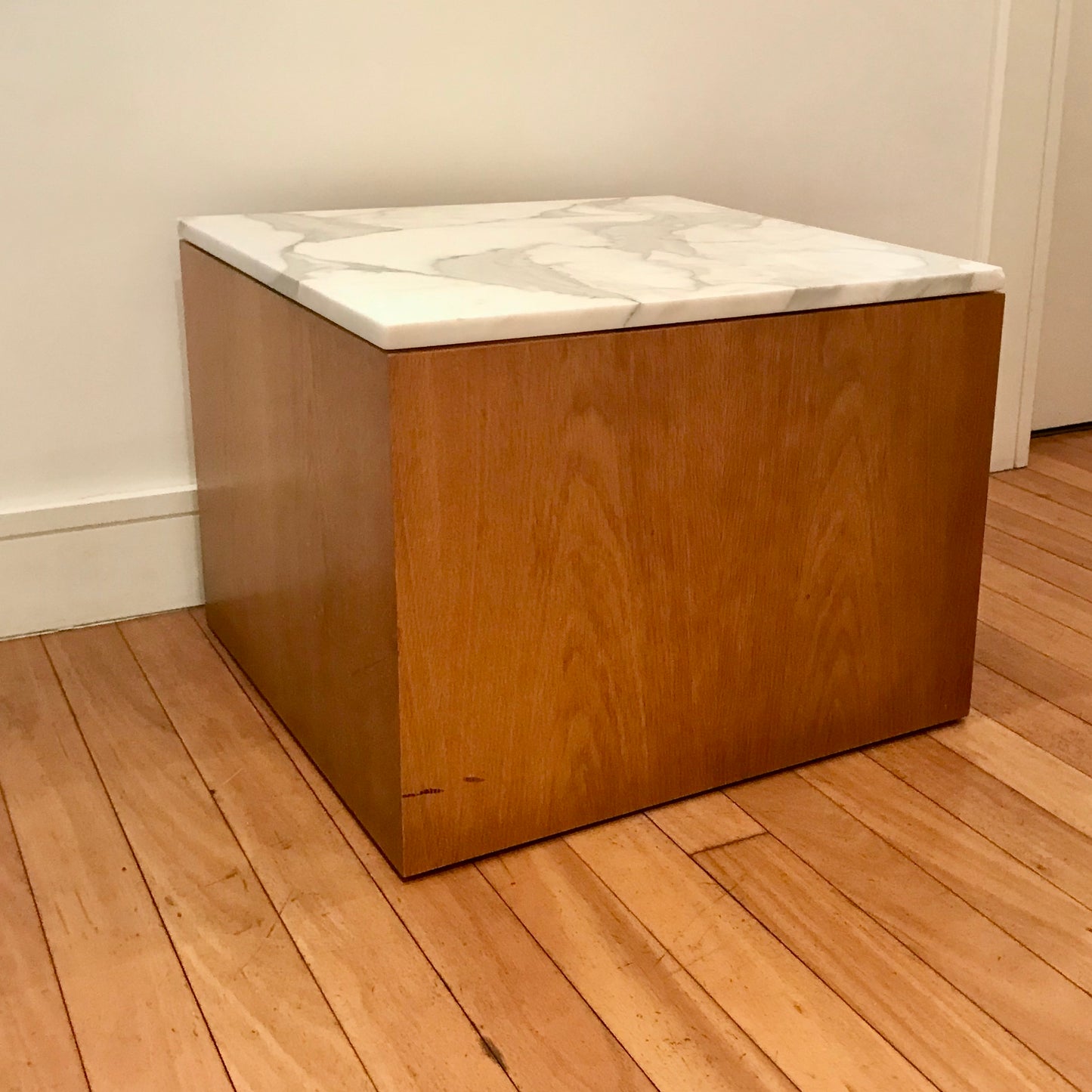 Custom Square Table with Calacatta Marble Top