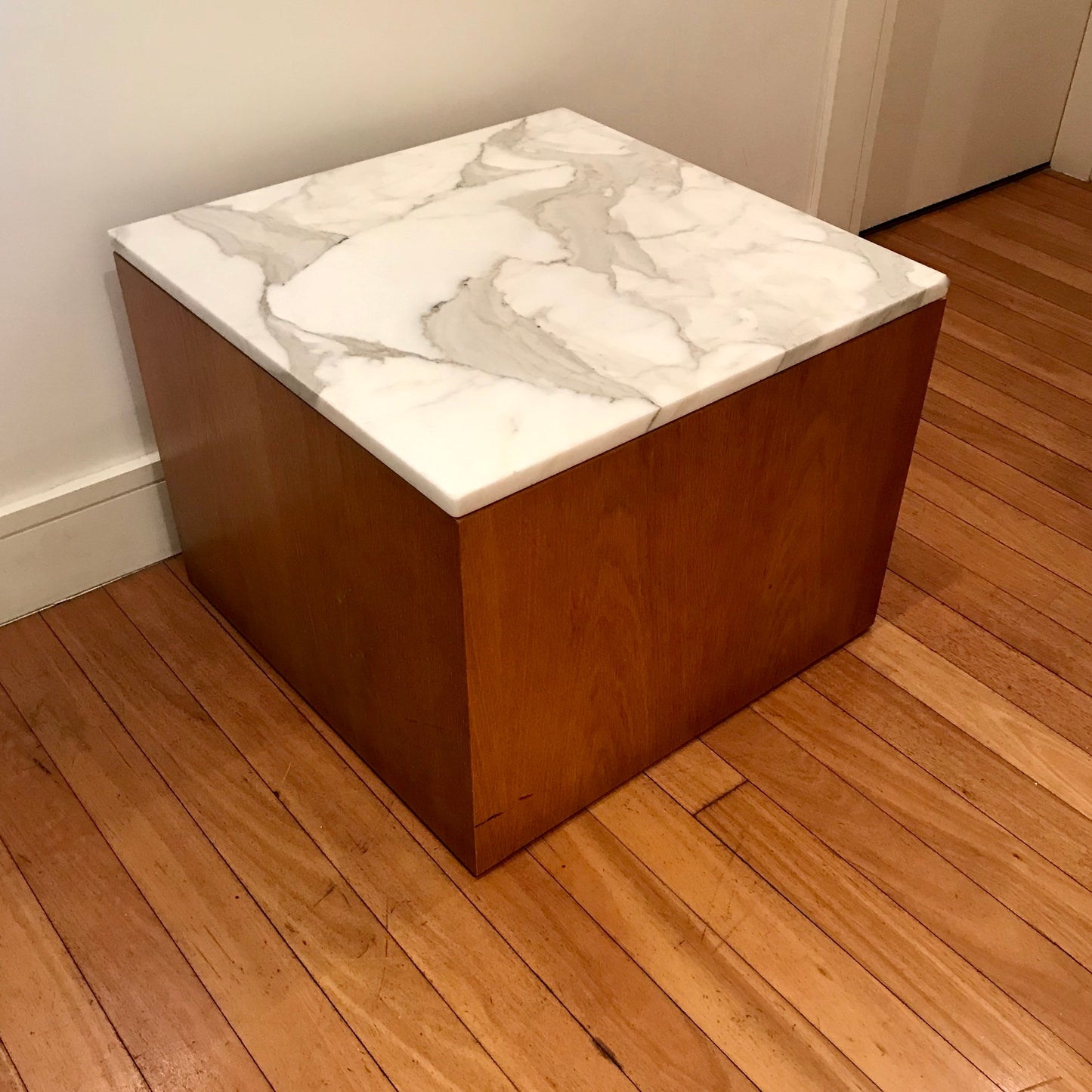 Custom Square Table with Calacatta Marble Top