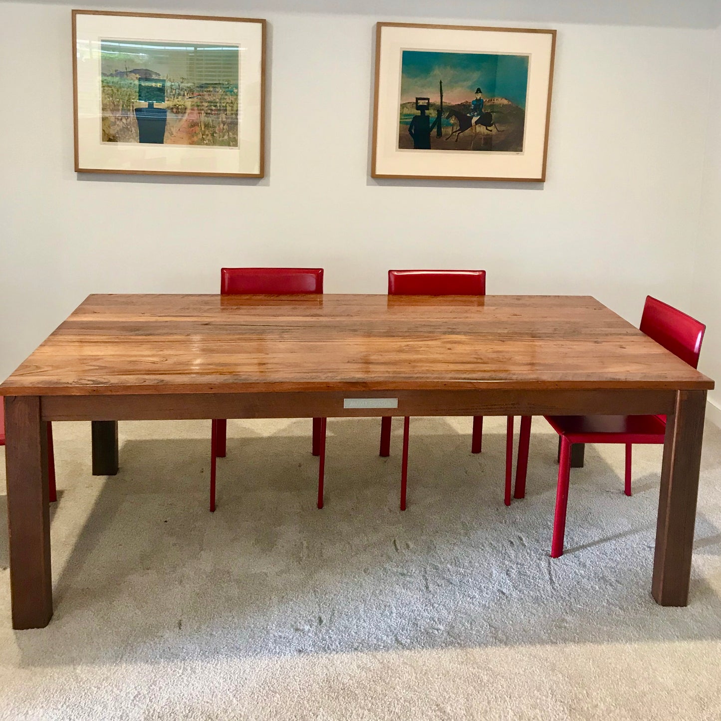 Jimmy Possum solid timber dining table in natural wood finish, pre-owned designer furniture