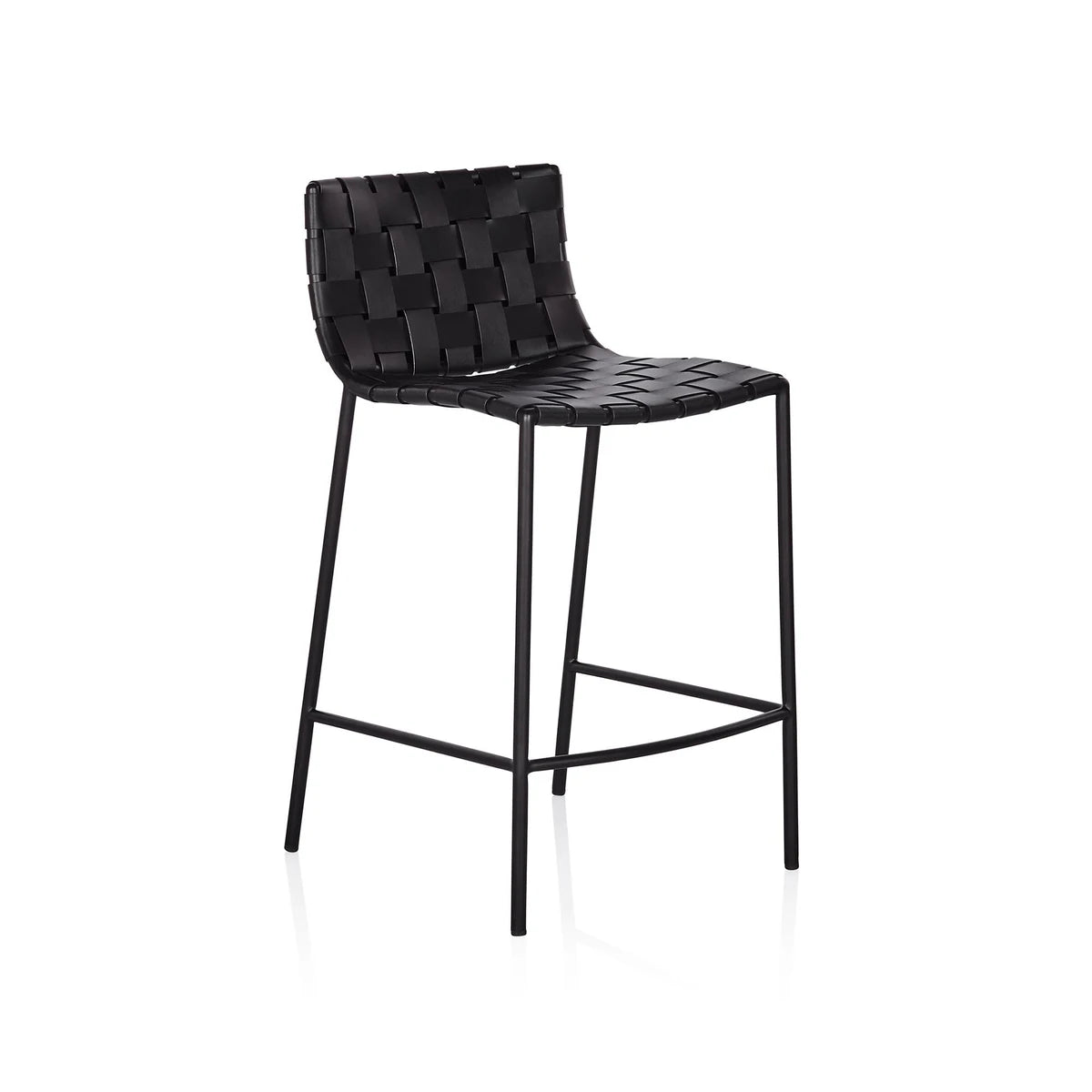 Milano Low Back Woven Leather Barstool by Coco Republic